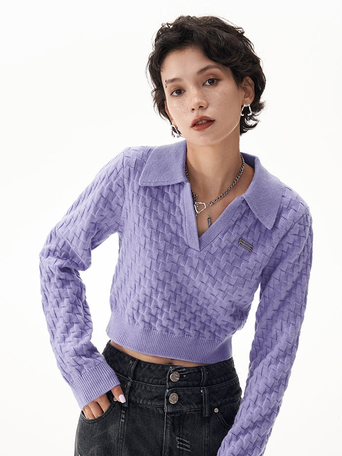 Retro Short Polo Knit Sweater