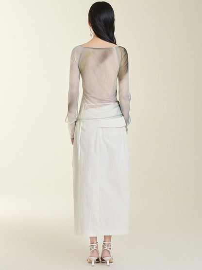 Oblique Waist Loose-Leaf Cocoon Skirt