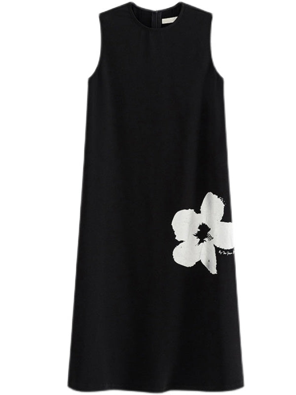 Flower a-line Sleevels Dress