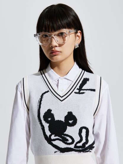 Unique Nichi Conspicuous Monotone Knit Vest