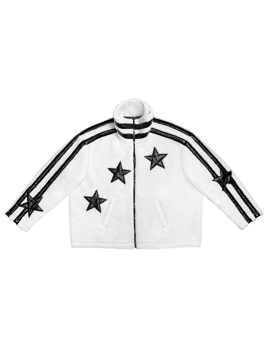 PATENT-LEATHER PENTAGRAM BOA COAT