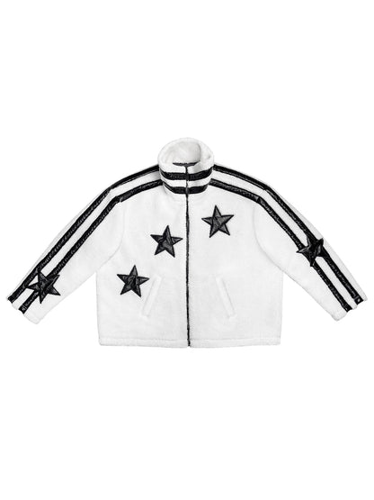 Patent-leather Pentagram Boa Coat