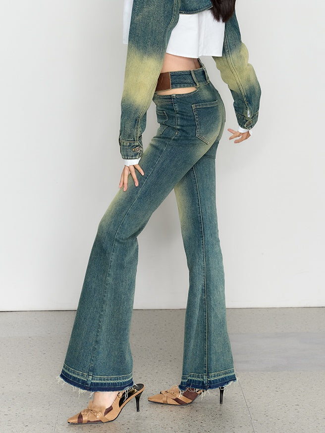 High Waist Retro Wash Bootcut Jeans