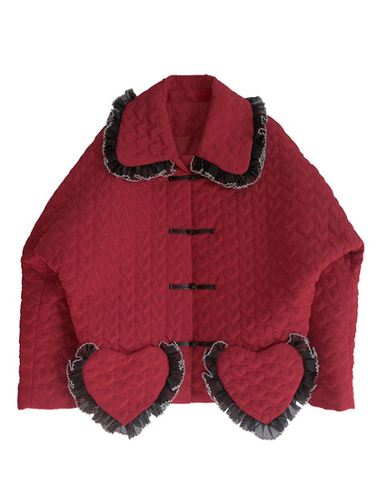 Quilting Frill Heart Girly Coat