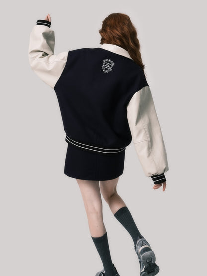 Wool Quilted Baseball Jacket &amp; Skirt