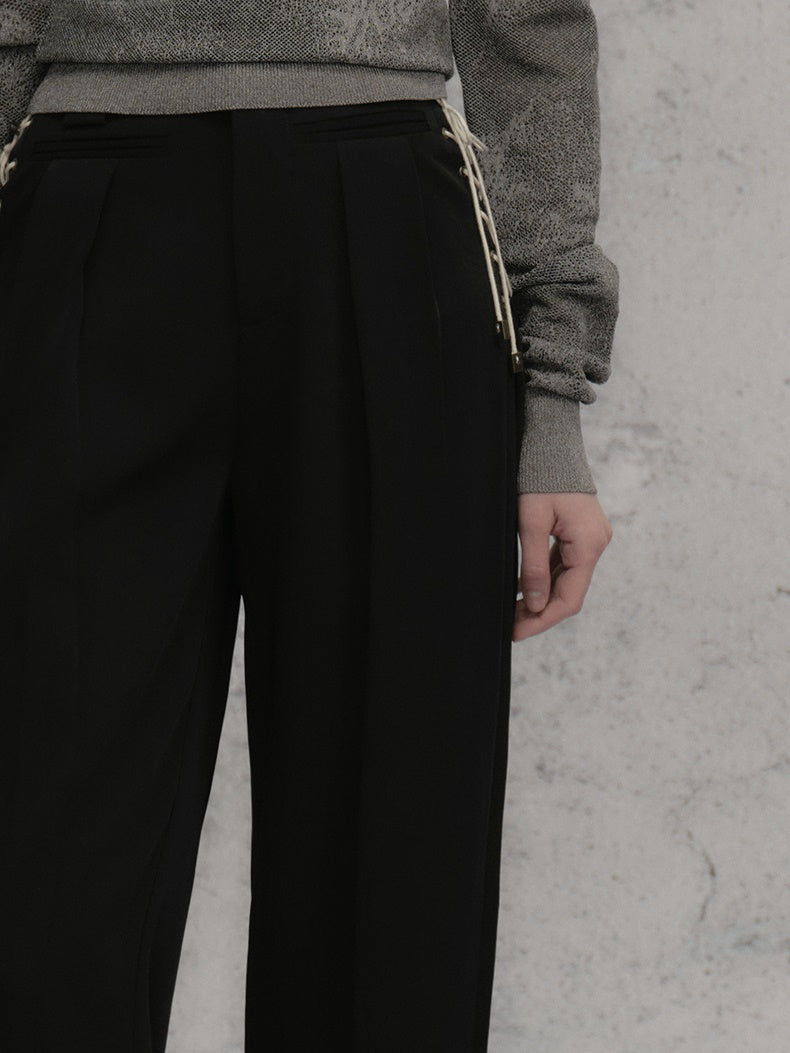 Strait Drape Strap Casual Pants