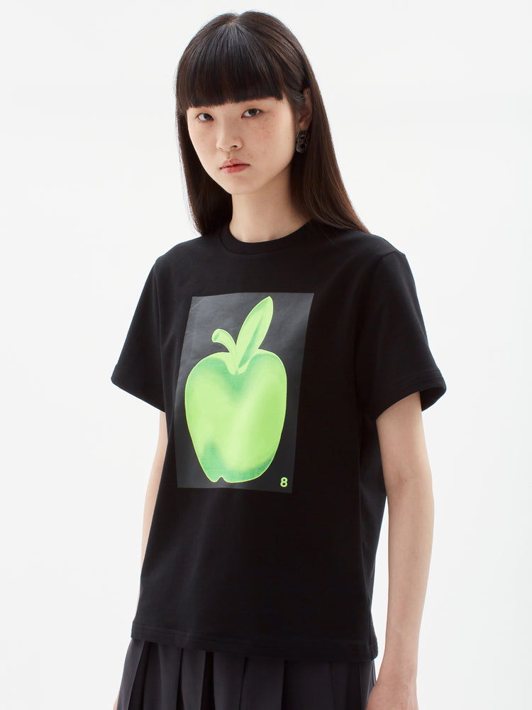 Gradient Summer Apple Print T-Shirt