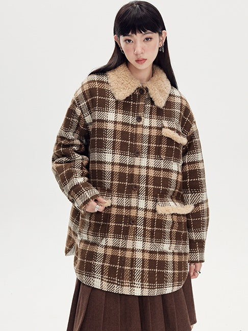 Plaid Loose Warm Jacket