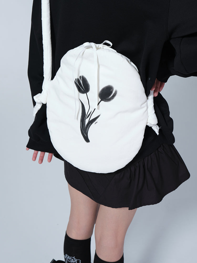 Tulip Flower Monotone Egg-shape Shouldre-bag