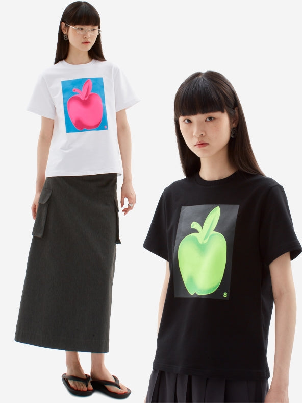 Gradient Summer Apple Print T-Shirt