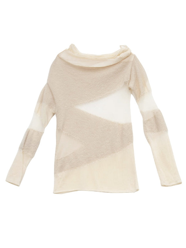 Mesh Stitching Hollow Knitted Sweater