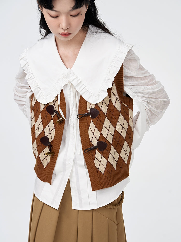 Argyle Retro Layered Knit Vest