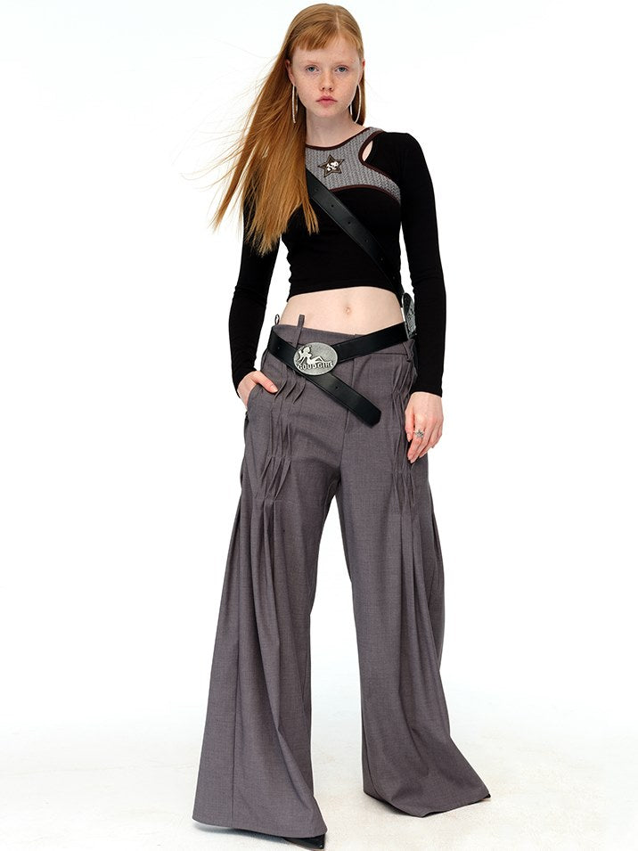 Pleated Loose Mopping Trousers