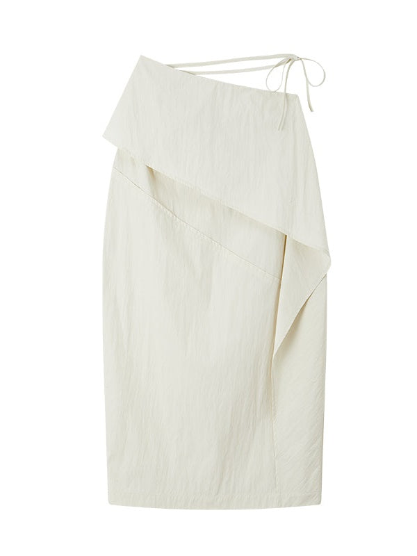 Oblique Waist Loose-leaf Cocoon Skirt