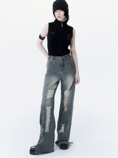 High Waist Loose Straight Trousers