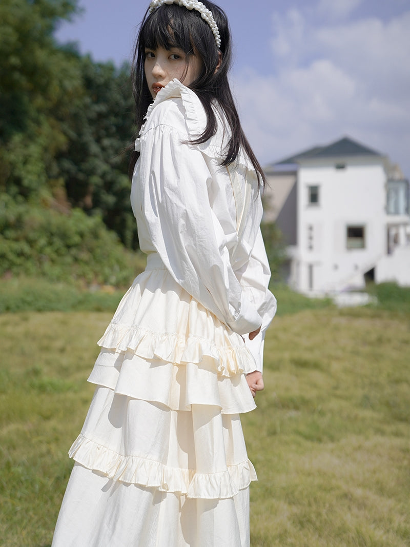 Retro Frill Gothic Sailor-Collar Blouse