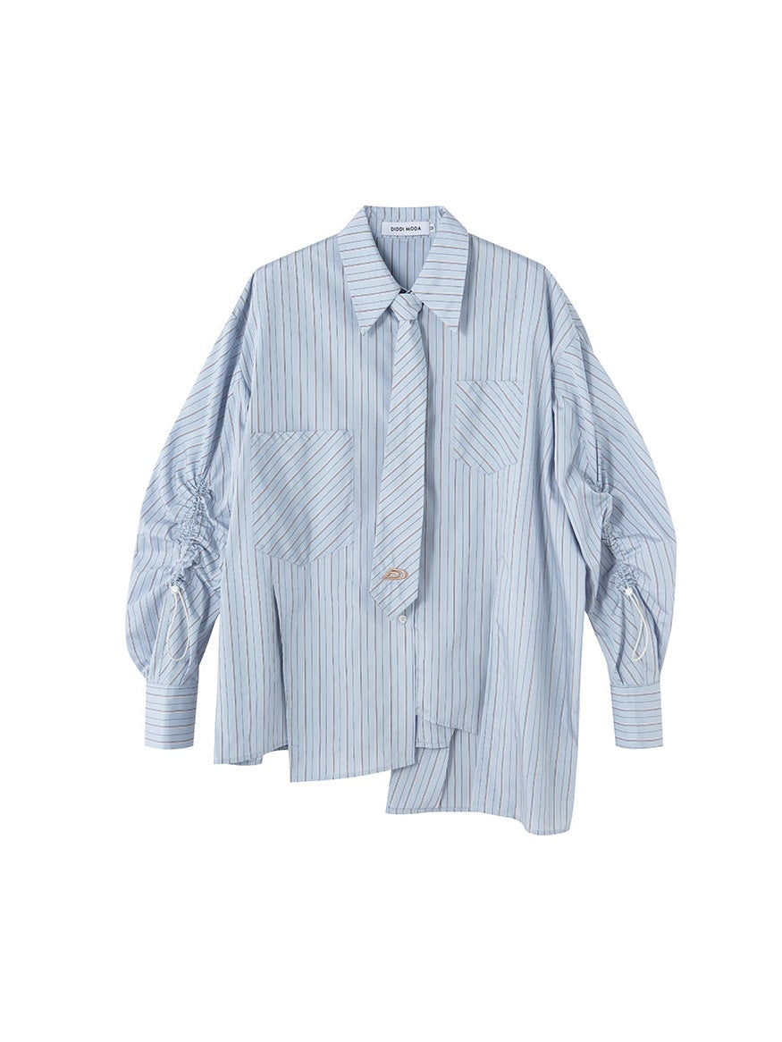 Striped Tie Loose Shirt