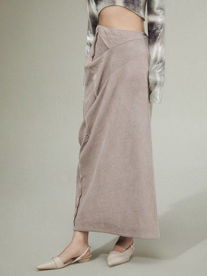 Asymmetry Slit Drape Skirt