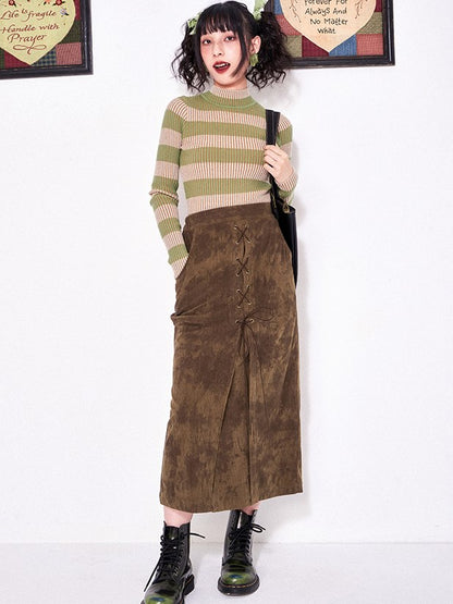 Laceup Corduroy Skirt