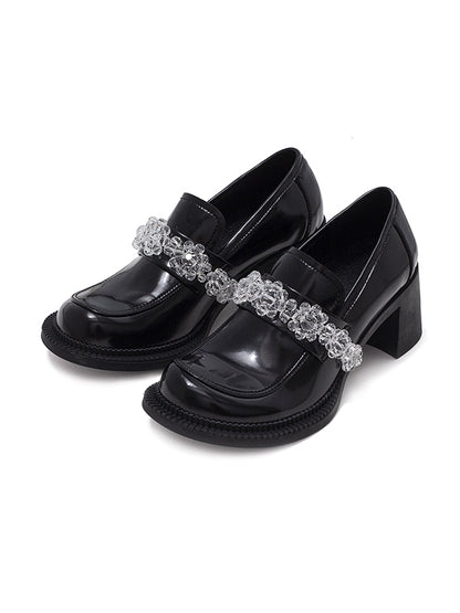 Chunky-heel Beads Girly Loafer