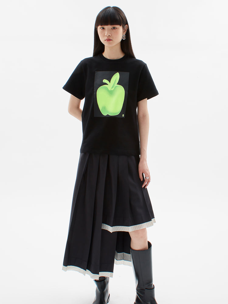 Gradient Sommer Apple Print T-Shirt