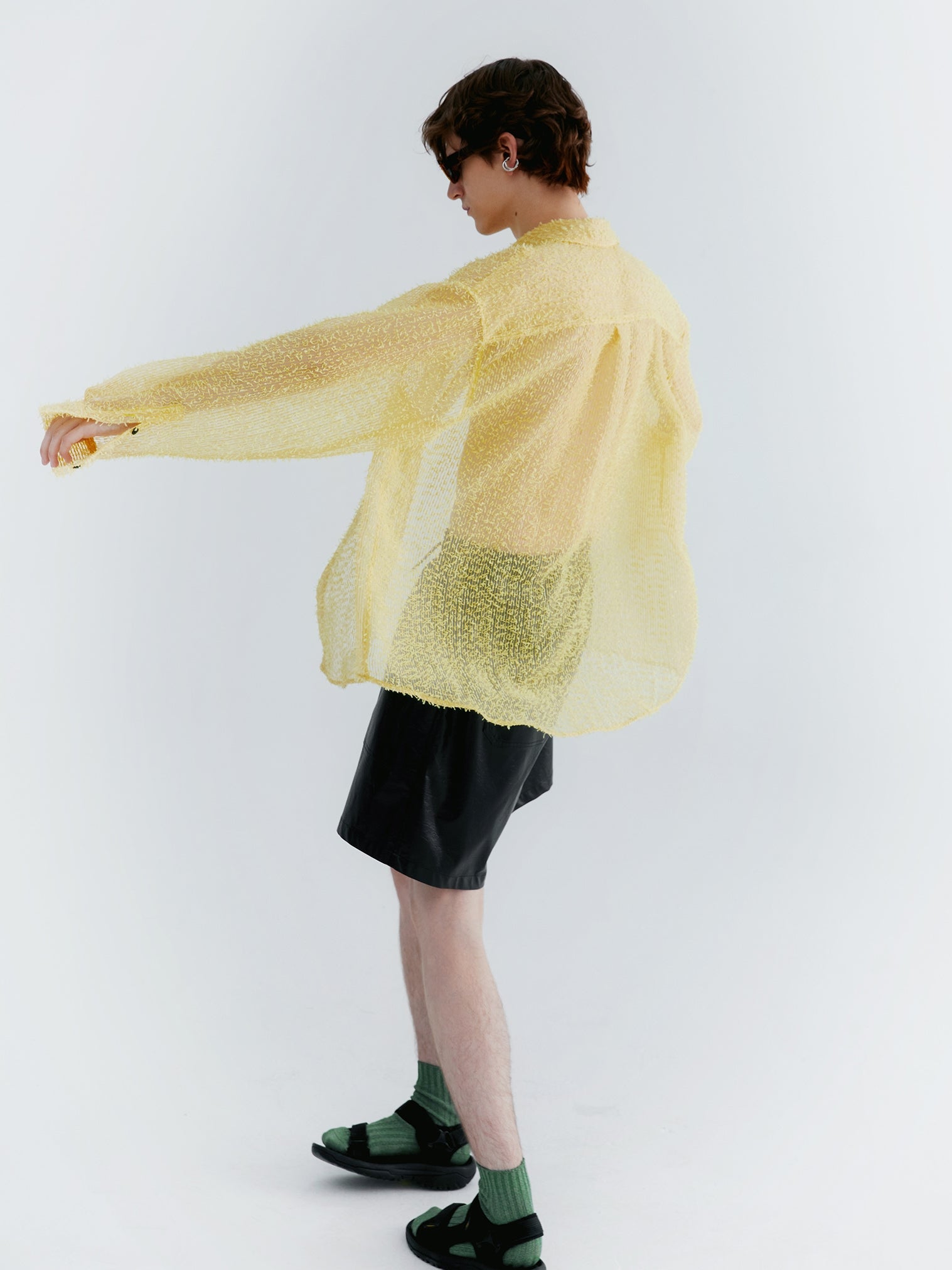 Semi-Transparent Organza Long-Sleeed Shirt