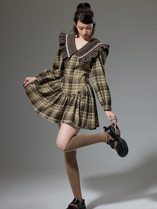 Plaid Doll Collar Dress