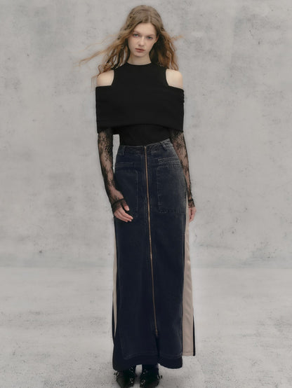 Stretch Spitzennähte Off-Shoulder Top