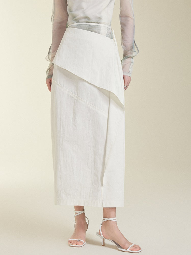 Oblique Waist Loose-Leaf Cocoon Skirt