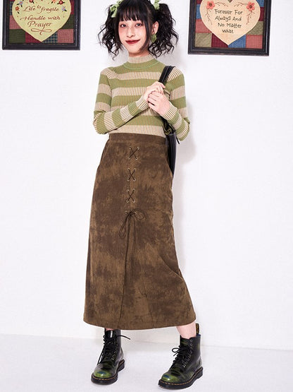 Laceup Corduroy Skirt