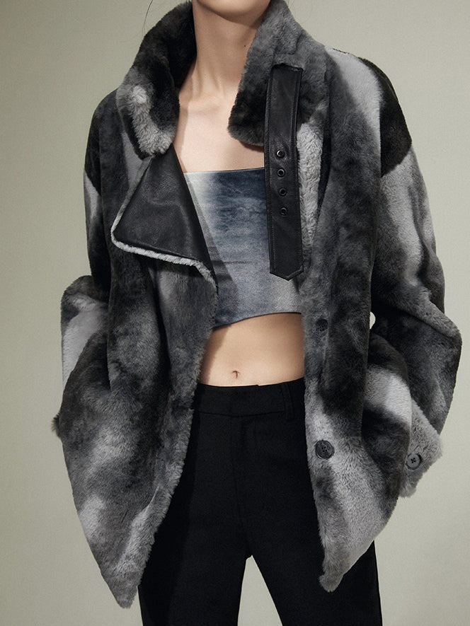 Eco-friendly Fur Mid-length Lamb Wool Coat