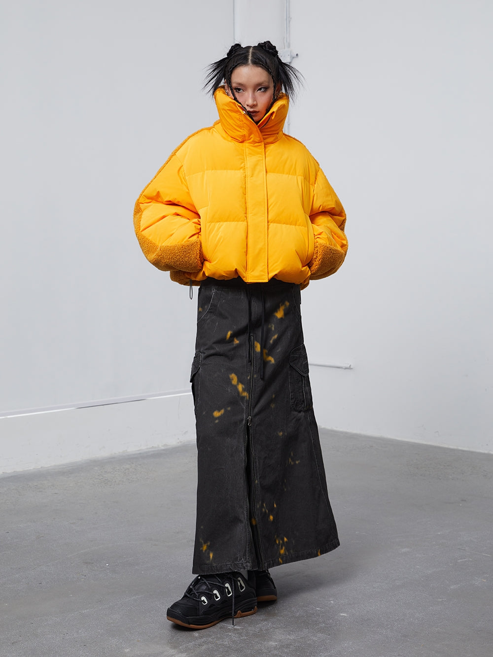 Stand Collar Orange Down Jacket