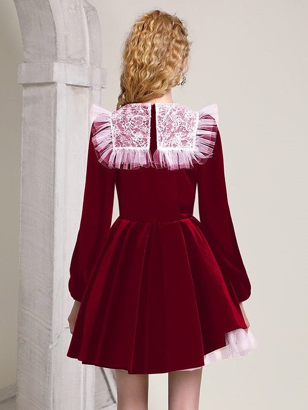 Robe à manches de lanterne en velours