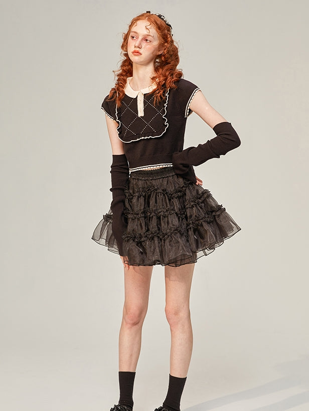 Tulle Ciffon Tiered Short Fluffy Skirt