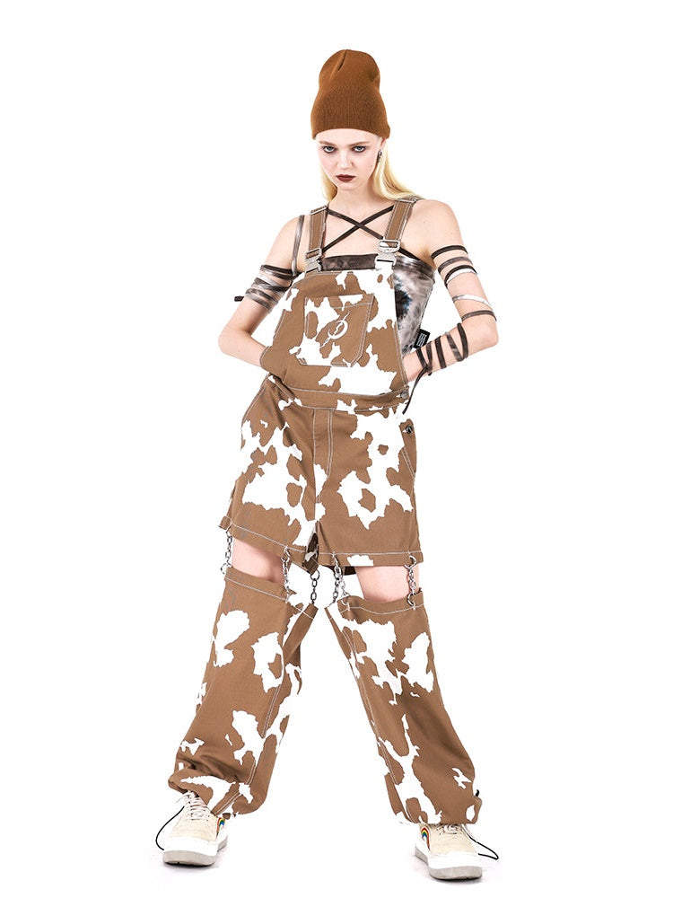 Cow Pattern Detachable Overalls