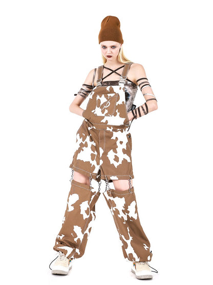 Cow Pattern Detachable Overalls