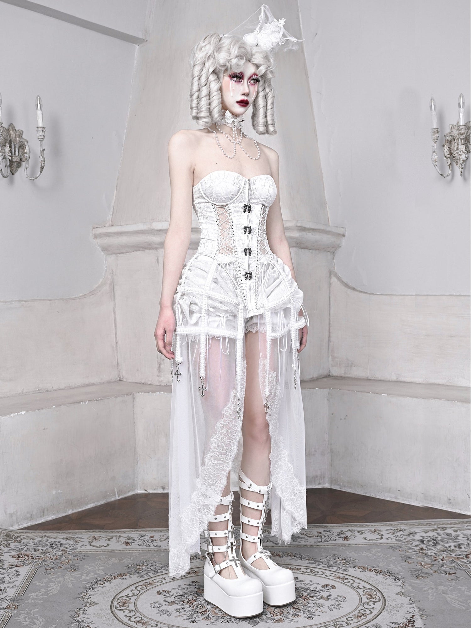 Gothic Fish Bone Bandage Korsett Set