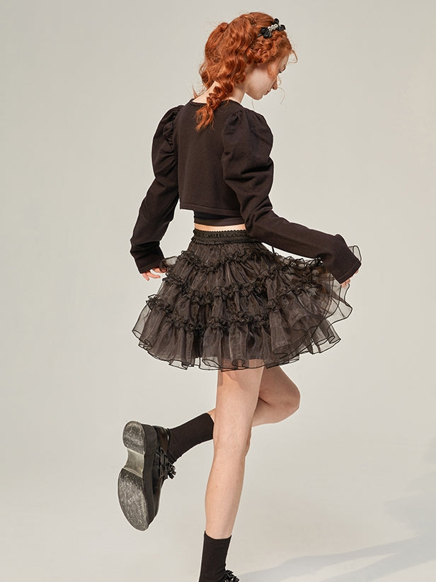 Tulle Ciffon Tiered Short Fluffy Skirt