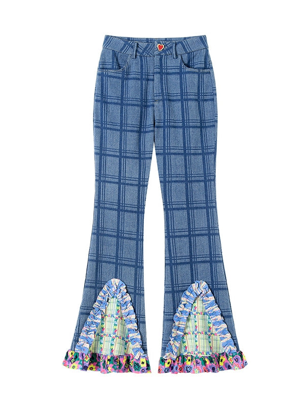 Plaid Stretch Print ausgestattete Jeans