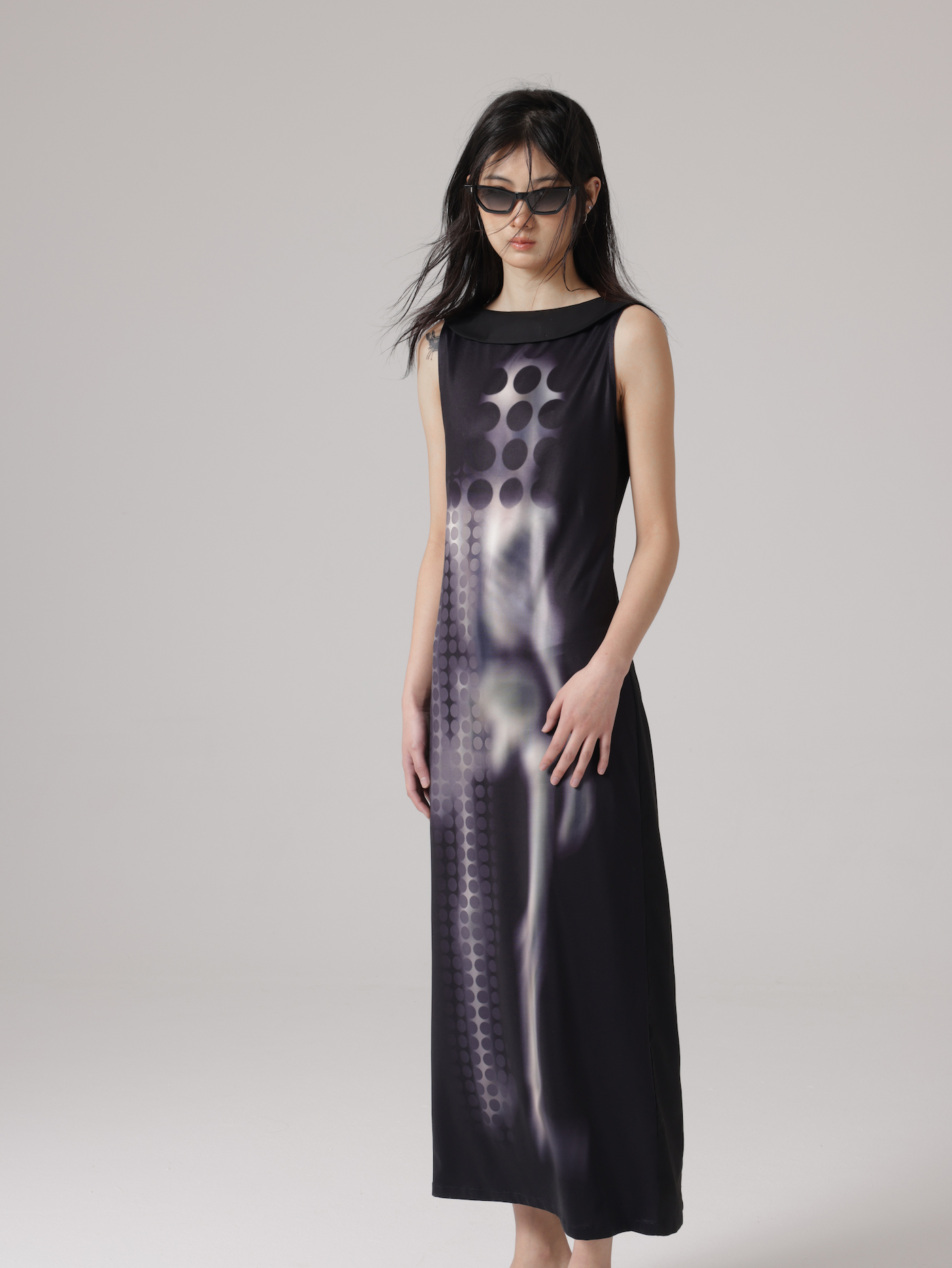 Human Figure Printic Stitching Sleevels Dress