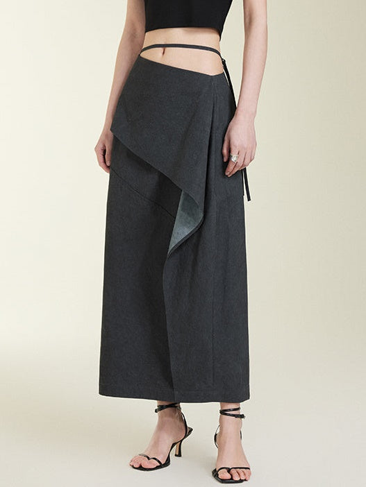 Oblique Waist Loose-leaf Cocoon Skirt