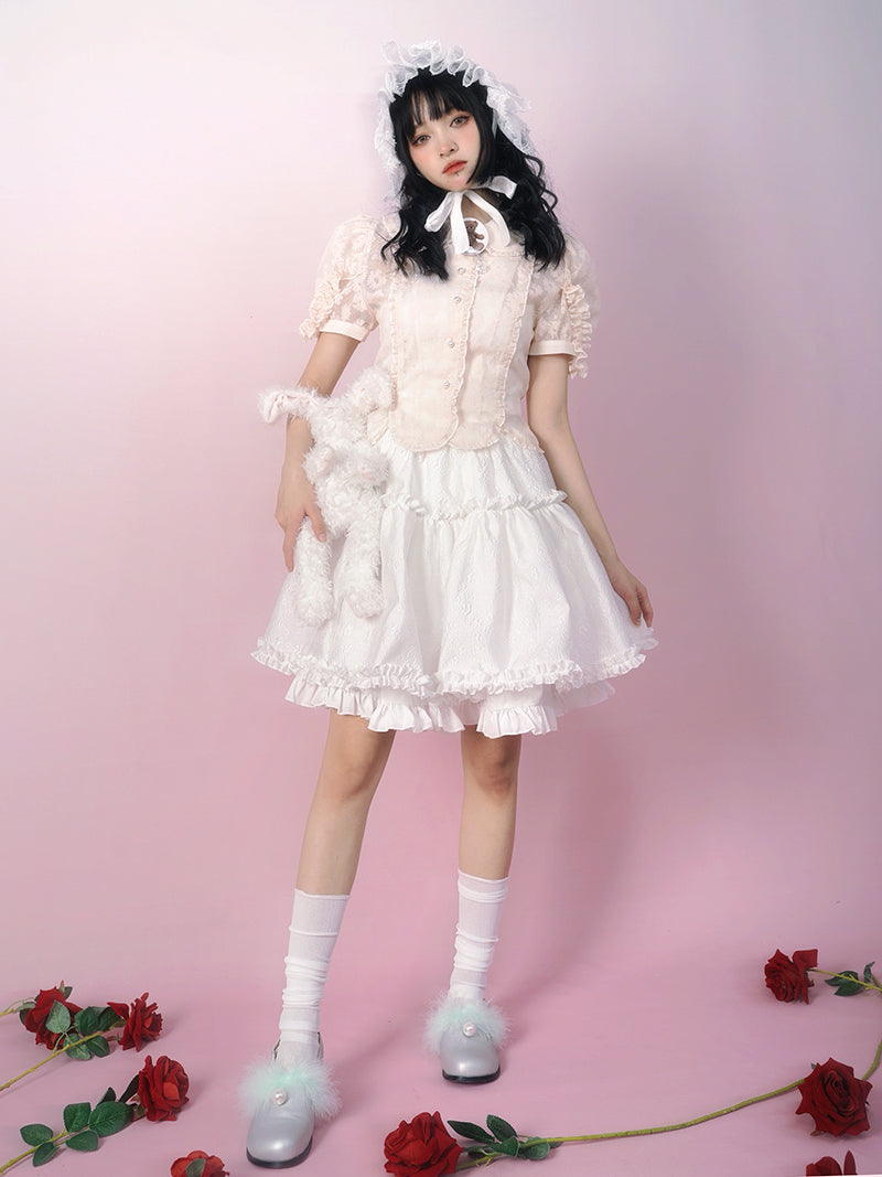 Frill Flower Flare Lolita Skirt