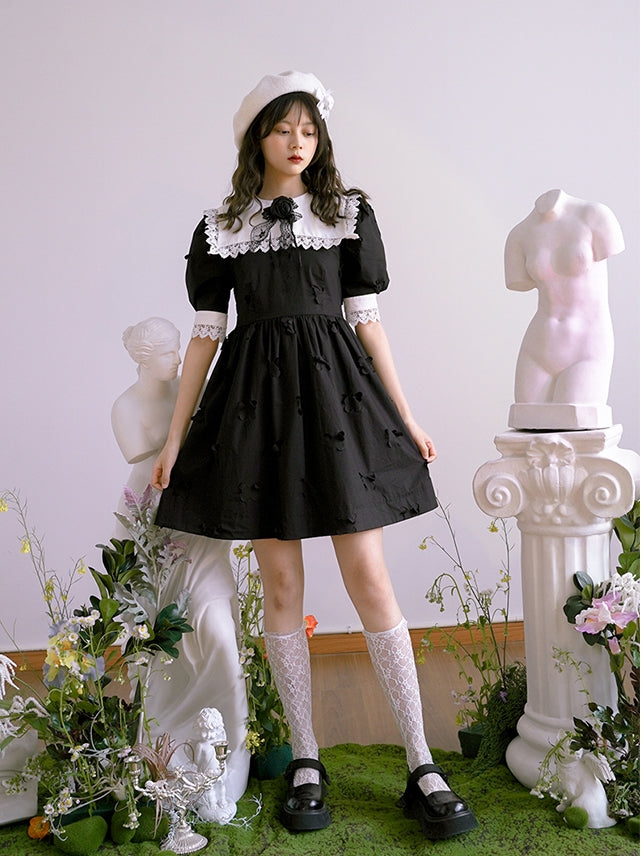 Clipping Embroidery Doll Gothic Lace One-piece