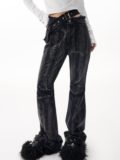 Slim High Waist Denim Micro Pants