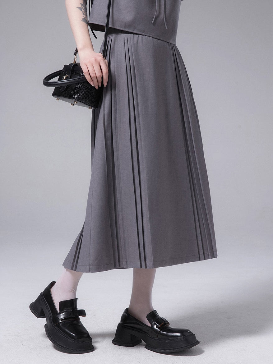 SpliceD YARN Top &amp; PLEATED SKIRT SET-UP