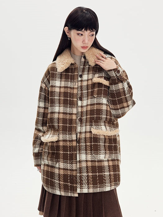 Plaid Loose Warm Jacket