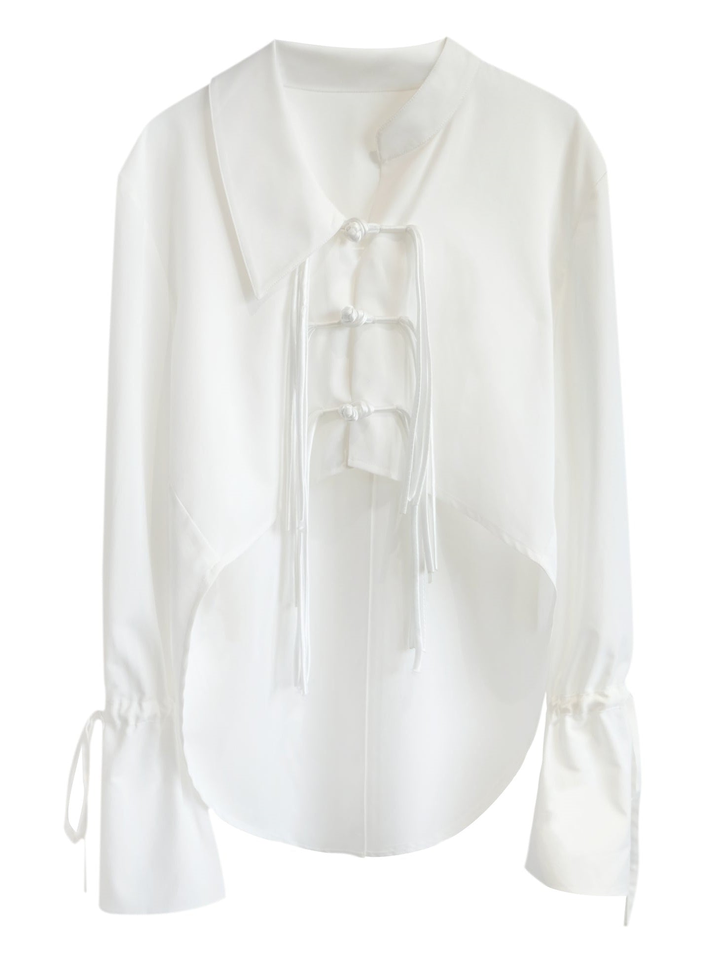 CHINESE STYLE asymmetric Fringed Button Shirt