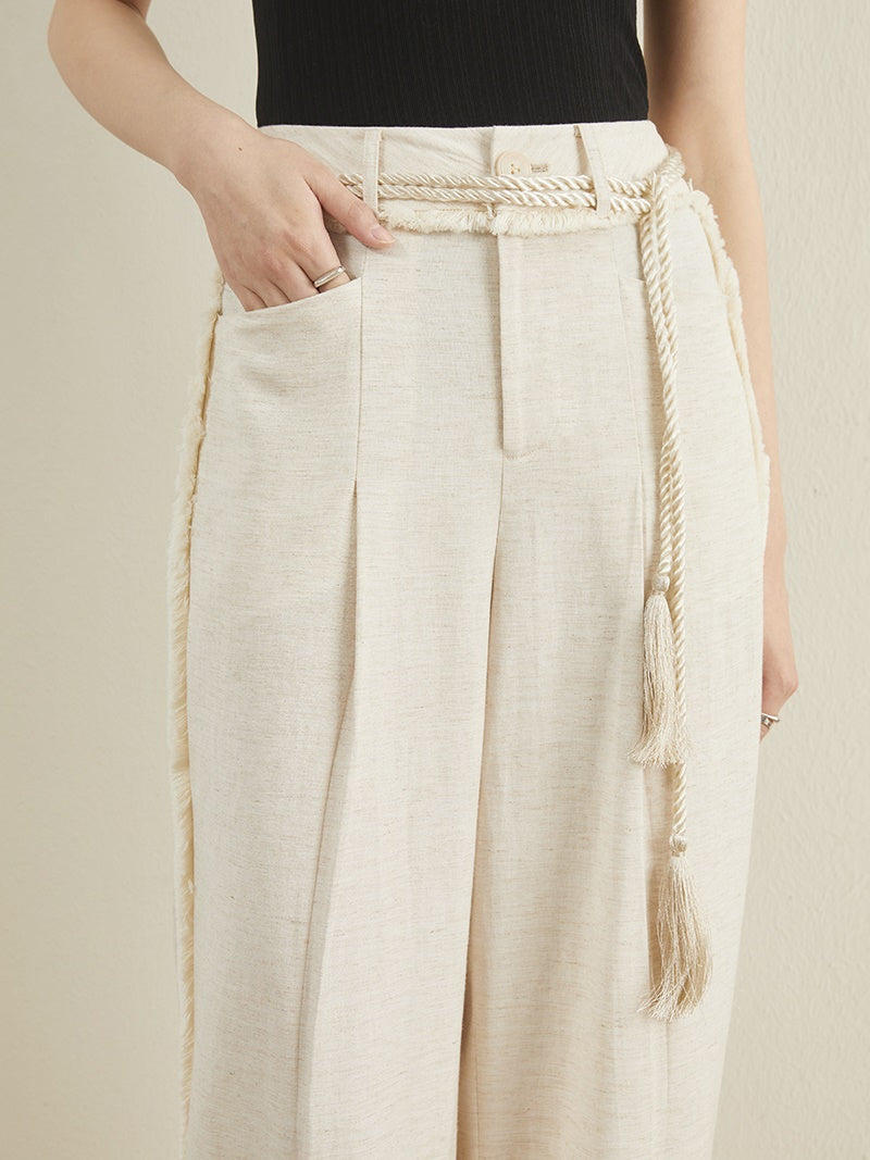 Tassel Loose High Waist Wide Leg Pants