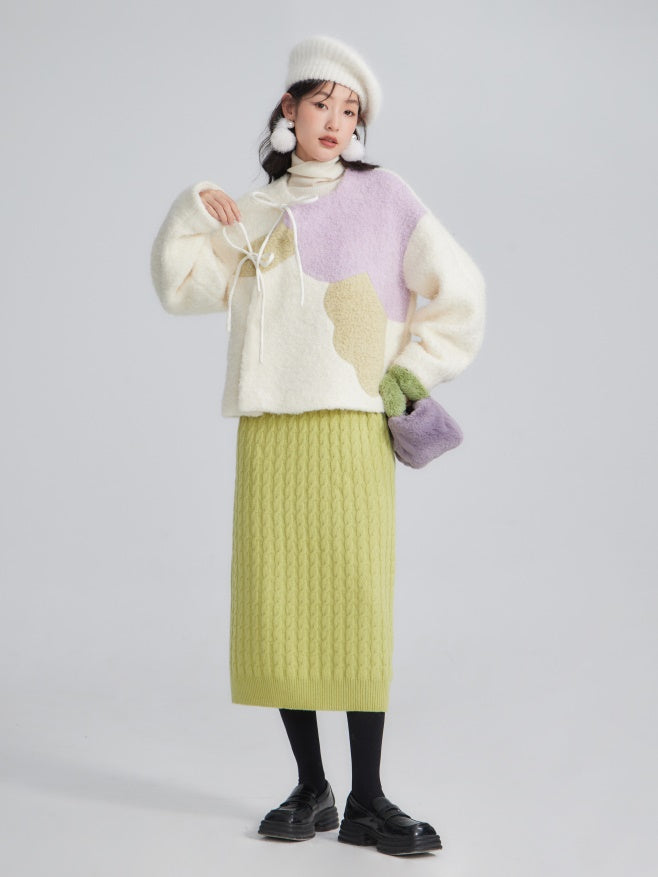 Wool High Waist Knitted Skirt