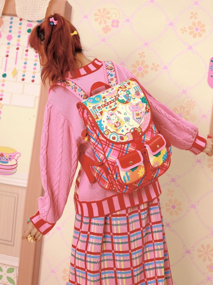 Plaid PU Nylon -Rucksack